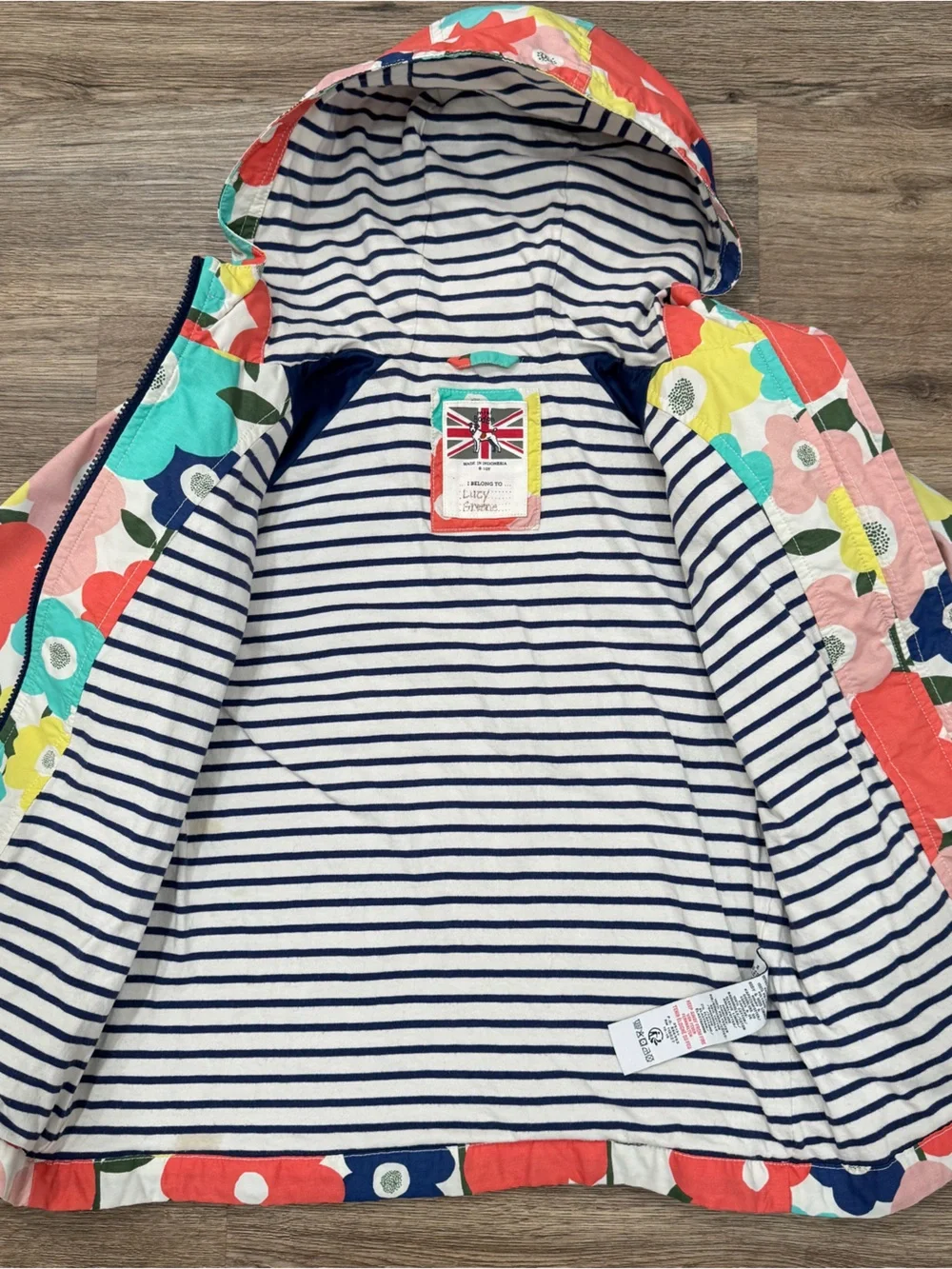 Mini Boden Girls Colorful Floral Hooded Rain Jacket - Multicolor Flowers 9-10Y